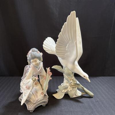 Lladro “Kyioko” & “Turtle Dove” Figurines (O-HS)