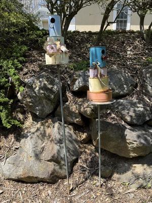 P. Atwood Birdhouses with Two Rebar Flamingos (G-HS)