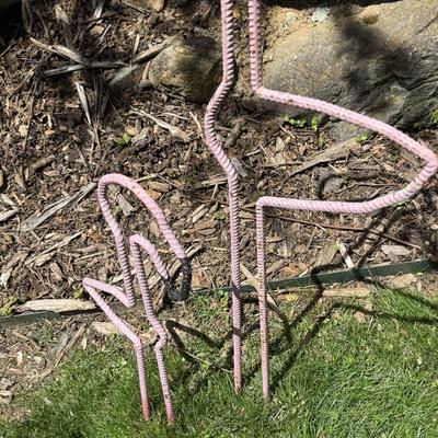 P. Atwood Birdhouses with Two Rebar Flamingos (G-HS)