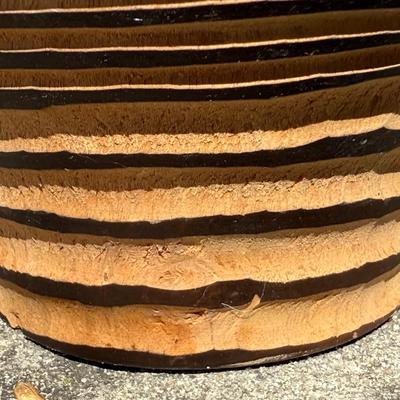 Potted Faux Cactus in Carved Wood Planter (G-HS)