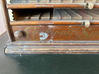 ANTIQUE CORTICELLI SPOOL SILK CABINET