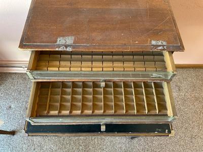 ANTIQUE CORTICELLI SPOOL SILK CABINET