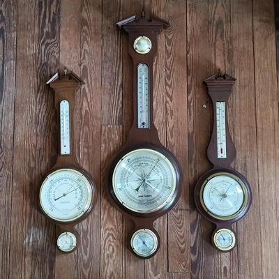 LOT 684: Set of (3) Banjo Style Barometers