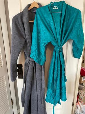 Two robes, Made in Hong Kong and Lands End