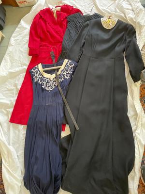 Assorted dresses including a black dressy Ann Fogerty
