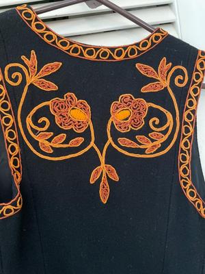 Long tailored wool vest with stunning embroidery