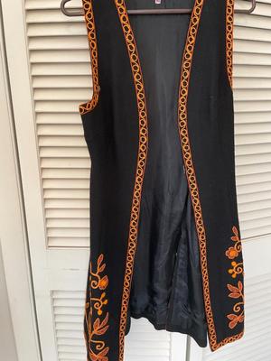 Long tailored wool vest with stunning embroidery