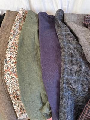 Eleven skirts seamstress made, some wools