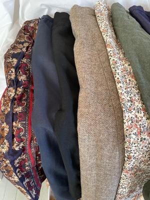 Eleven skirts seamstress made, some wools