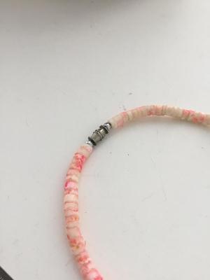 Vintage light pink beaded unique necklace