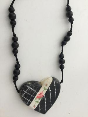 Mary vintage handmade marked ribbon necklace