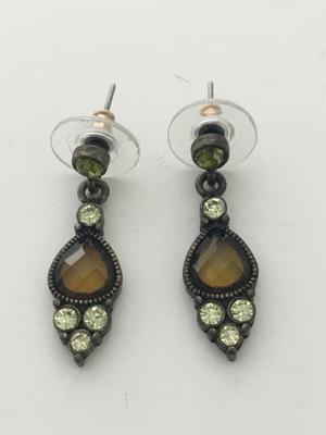 Beautiful green and amber colored dangle earrings