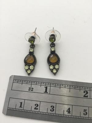 Beautiful green and amber colored dangle earrings