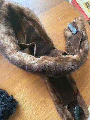 Fur hat and collar, curly hat