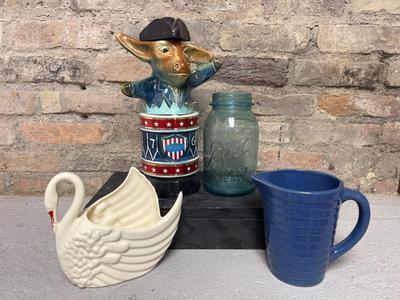 Quirky Lot - Swan, Decanter, Blue stoneware