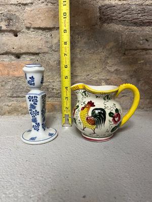 Little Bit of Everything - Rooster pitcher and stone birdhouse lot