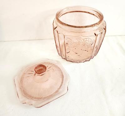 Lot #11 Depression Glass "Cabbage Rose" Pink Cookie Jar