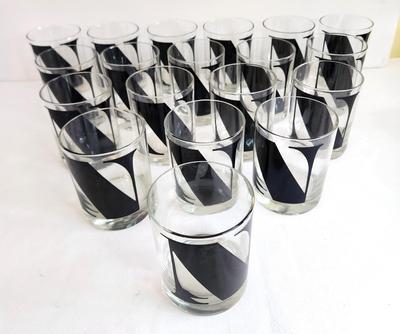Lot #13 Set of 19 Vintage High Ball Glasses - initial "N" - 1970s