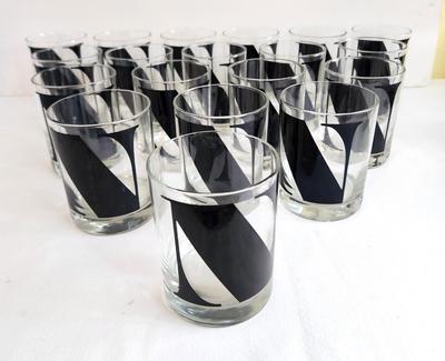 Lot #13 Set of 19 Vintage High Ball Glasses - initial "N" - 1970s