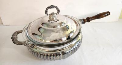 Lot #19 Silverplate covered casserole w/liner - detachable handle