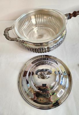 Lot #19 Silverplate covered casserole w/liner - detachable handle