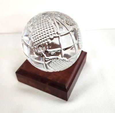Lot #21 Waterford Crystal Globe Paperweight on Stand
