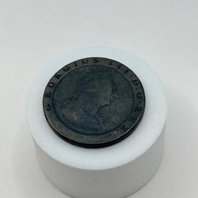 LOT 540J: 1797 Antique Great Britain George III "Cartwheel" Penny Copper Coin