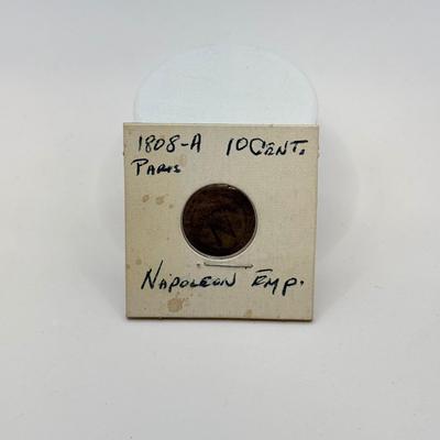 LOT 542J: 1808-A Napoléon Paris France Gold 10 Cent Coin