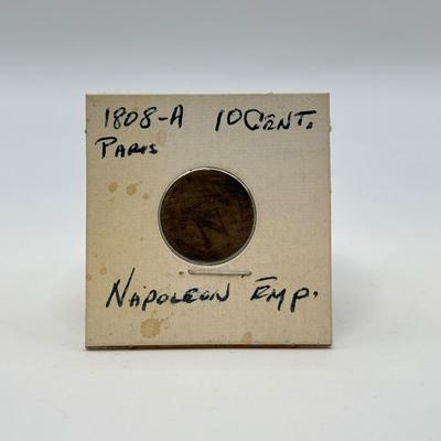 LOT 542J: 1808-A Napoléon Paris France Gold 10 Cent Coin