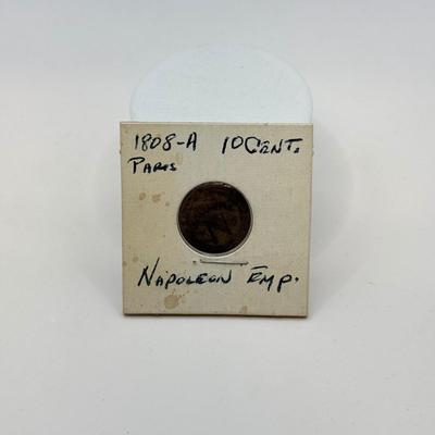 LOT 542J: 1808-A Napoléon Paris France Gold 10 Cent Coin