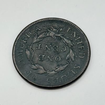 LOT 543J: Antique US Coins: 1810 Liberty Head One Cent Piece, Early 1800s Large Cents & 1909 VDB Penny