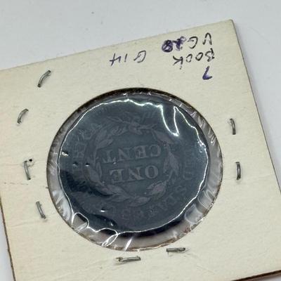 LOT 543J: Antique US Coins: 1810 Liberty Head One Cent Piece, Early 1800s Large Cents & 1909 VDB Penny