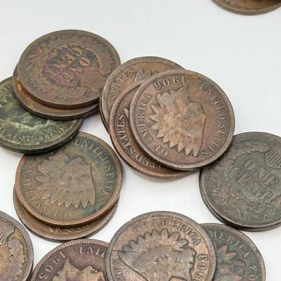 LOT 544J: Antique 1900-1909 “Indian Head” Pennies US One Cent Currency