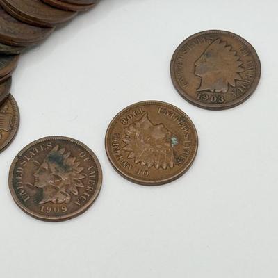 LOT 544J: Antique 1900-1909 “Indian Head” Pennies US One Cent Currency