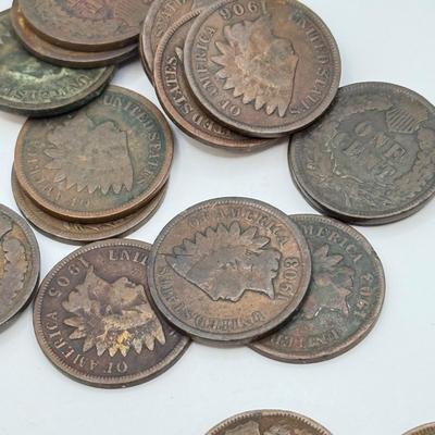 LOT 544J: Antique 1900-1909 “Indian Head” Pennies US One Cent Currency
