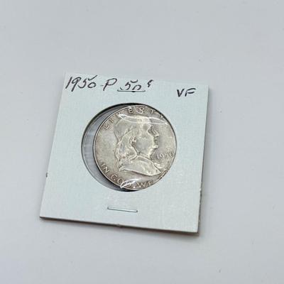 LOT 547J: 1948-P & 1950-P Benjamin Franklin Liberty Bell US Half Dollar Coins (90% Silver)
