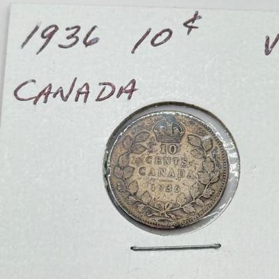 LOT 548J: 1920-1966 Canadian Dime 10 Cent Coins (80% Silver, 20% Copper)