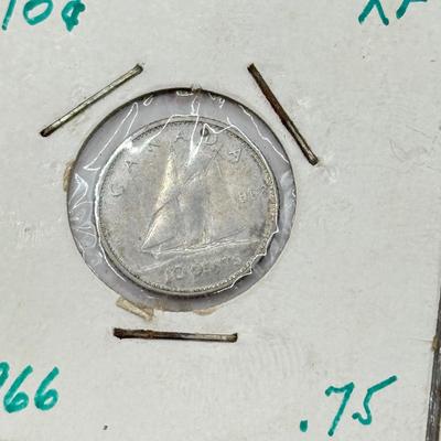 LOT 548J: 1920-1966 Canadian Dime 10 Cent Coins (80% Silver, 20% Copper)