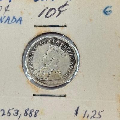 LOT 548J: 1920-1966 Canadian Dime 10 Cent Coins (80% Silver, 20% Copper)