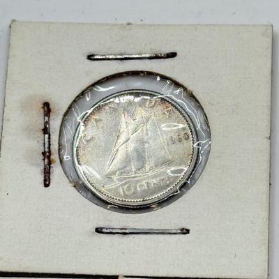 LOT 548J: 1920-1966 Canadian Dime 10 Cent Coins (80% Silver, 20% Copper)