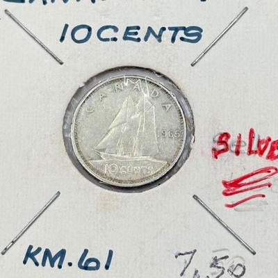 LOT 548J: 1920-1966 Canadian Dime 10 Cent Coins (80% Silver, 20% Copper)