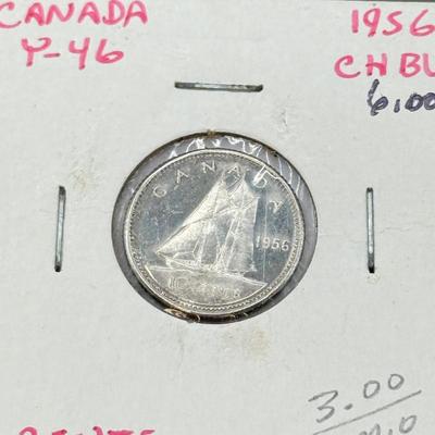 LOT 548J: 1920-1966 Canadian Dime 10 Cent Coins (80% Silver, 20% Copper)
