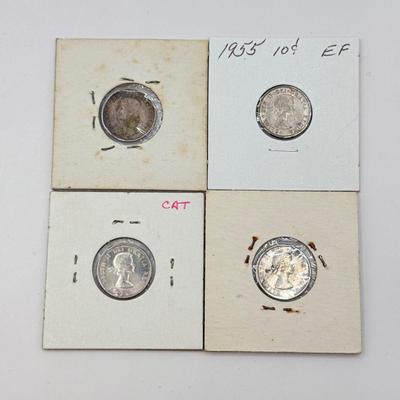 LOT 548J: 1920-1966 Canadian Dime 10 Cent Coins (80% Silver, 20% Copper)