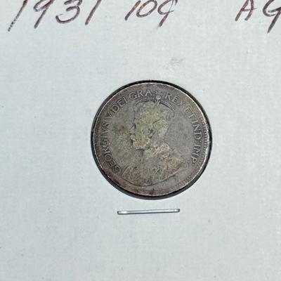 LOT 548J: 1920-1966 Canadian Dime 10 Cent Coins (80% Silver, 20% Copper)