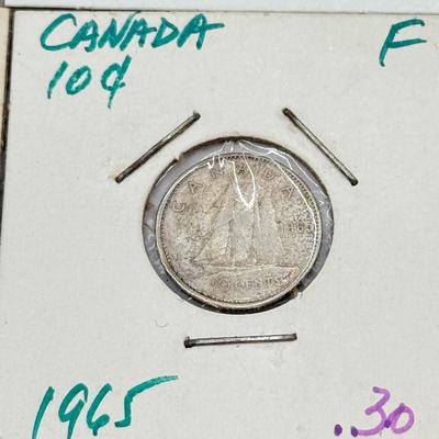 LOT 548J: 1920-1966 Canadian Dime 10 Cent Coins (80% Silver, 20% Copper)