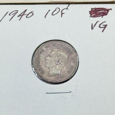 LOT 548J: 1920-1966 Canadian Dime 10 Cent Coins (80% Silver, 20% Copper)