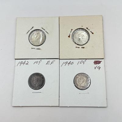 LOT 548J: 1920-1966 Canadian Dime 10 Cent Coins (80% Silver, 20% Copper)