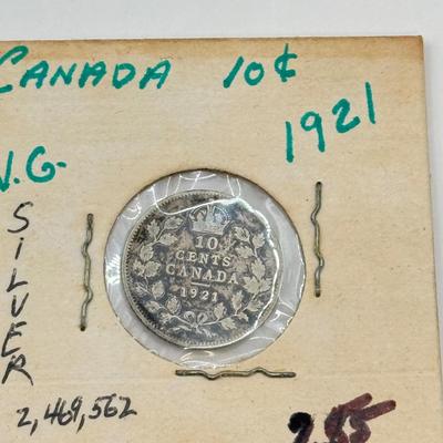 LOT 548J: 1920-1966 Canadian Dime 10 Cent Coins (80% Silver, 20% Copper)