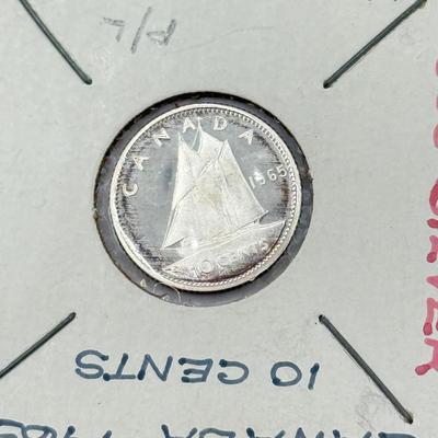 LOT 548J: 1920-1966 Canadian Dime 10 Cent Coins (80% Silver, 20% Copper)