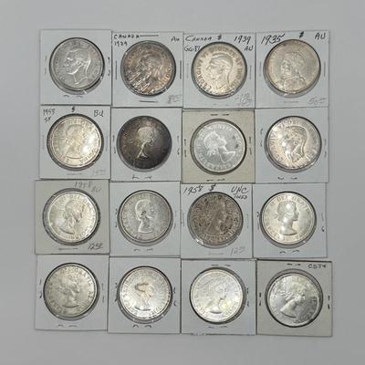 LOT 549J: 1935-1964 Canadian One Dollar Coins (80% Silver)